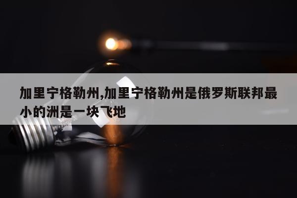 加里宁格勒州,加里宁格勒州是俄罗斯联邦最小的洲是一块飞地