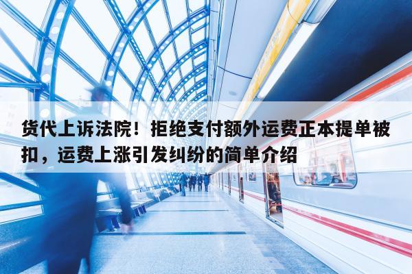 货代上诉法院！拒绝支付额外运费正本提单被扣，运费上涨引发纠纷的简单介绍