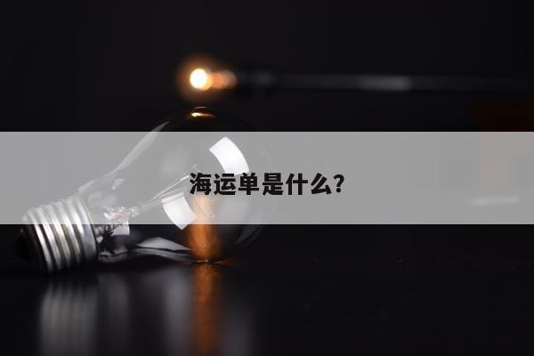 海运单是什么？