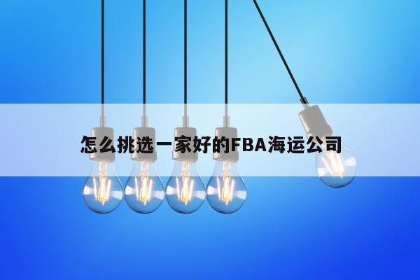 怎么挑选一家好的FBA海运公司