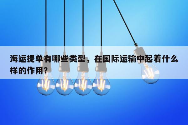 海运提单有哪些类型，在国际运输中起着什么样的作用？