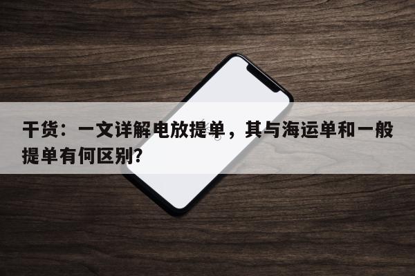 干货：一文详解电放提单，其与海运单和一般提单有何区别？