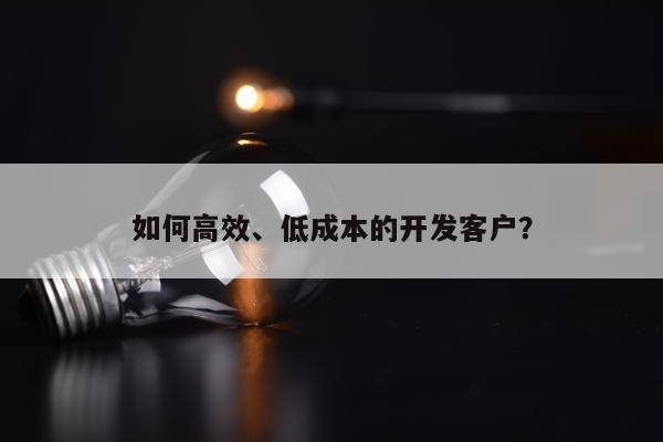 如何高效、低成本的开发客户？